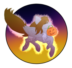 Size: 1024x976 | Tagged: safe, artist:sachanart, oc, oc only, oc:dinkie, pegasus, pony, female, mare, mouth hold, pumpkin bucket, simple background, solo, transparent background