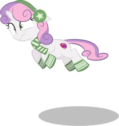 Size: 2365x2500 | Tagged: safe, artist:perplexedpegasus, sweetie belle, pony, unicorn, g4, clothes, earmuffs, female, filly, flying, high res, scarf, simple background, socks, solo, striped socks, transparent background, vector, winter outfit