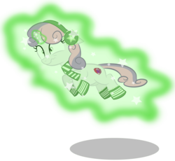 Size: 3000x2757 | Tagged: safe, artist:perplexedpegasus, sweetie belle, pony, unicorn, g4, clothes, earmuffs, female, filly, flying, high res, levitation, magic, scarf, self-levitation, simple background, socks, solo, striped socks, telekinesis, transparent background, vector, winter outfit
