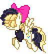 Size: 96x108 | Tagged: safe, artist:botchan-mlp, songbird serenade, g4, my little pony: the movie, animated, bow, cute, desktop ponies, female, flying, hair bow, hair over eyes, mare, pixel art, simple background, solo, songbetes, sprite, transparent background