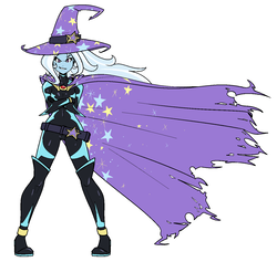 Size: 1369x1297 | Tagged: dead source, safe, artist:reiduran, trixie, equestria girls, g4, belt, boots, cape, clothes, crossed arms, female, hat, humanized, jewelry, magical girl, necklace, shoes, simple background, solo, torn cape, trixie's cape, trixie's hat, white background