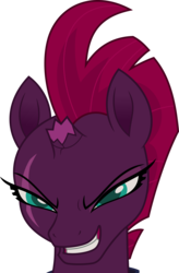 Size: 3275x5000 | Tagged: safe, artist:dashiesparkle, tempest shadow, pony, unicorn, g4, my little pony: the movie, broken horn, bust, evil smile, eye scar, female, grin, happy, horn, portrait, scar, simple background, smiling, smug, smugest shadow, solo, transparent background, vector