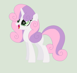 Size: 550x520 | Tagged: safe, artist:cutiesparkle, sweetie belle, pony, unicorn, g4, female, mare, older, older sweetie belle, open mouth, simple background, smiling, solo