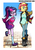 Size: 1950x2750 | Tagged: safe, artist:rvceric, sci-twi, sunset shimmer, twilight sparkle, equestria girls, g4, arm behind back, belt, boots, bowtie, clothes, glasses, high heel boots, jacket, leather jacket, looking at each other, mary janes, open mouth, pants, ponytail, shirt, shoes, skirt, smiling, socks, vest