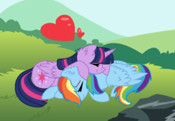 Size: 1024x709 | Tagged: safe, artist:mlp-basemaker, rainbow dash, twilight sparkle, alicorn, pony, g4, female, heart, lesbian, ship:twidash, shipping, twilight sparkle (alicorn)