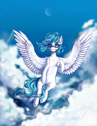 Size: 2300x3000 | Tagged: safe, artist:tabu-rat, oc, oc only, pegasus, pony, cloud, flying, high res, solo