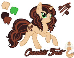 Size: 864x677 | Tagged: safe, artist:marvealle, oc, oc only, oc:chocolate treat, pony, unicorn, female, mare, reference sheet, simple background, solo, transparent background