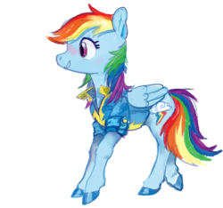 Size: 915x855 | Tagged: safe, artist:spectralunicorn, rainbow dash, pegasus, pony, g4, clothes, colored hooves, female, jacket, mare, profile, simple background, solo, white background, wonderbolts