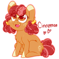 Size: 666x666 | Tagged: safe, artist:esmeia, oc, oc only, oc:cinnamon crisp, earth pony, pony, body freckles, chest fluff, cute, female, filly, freckles, hairband, heart, looking up, ocbetes, solo
