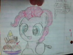Size: 640x480 | Tagged: safe, artist:dalekaresupreme, pinkie pie, g4, dessert, drawing, lined paper, spoon, traditional art
