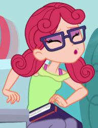 Size: 408x528 | Tagged: safe, screencap, alizarin bubblegum, coinky-dink world, equestria girls, g4, my little pony equestria girls: summertime shorts, cropped, female, sneezing, solo