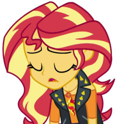 Size: 1907x2048 | Tagged: safe, artist:thebarsection, sunset shimmer, equestria girls, equestria girls series, g4, eyes closed, female, sigh, simple background, solo, transparent background