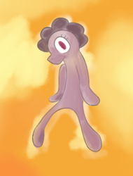 Size: 1474x1941 | Tagged: safe, artist:wenni, oc, oc only, oc:bread, semi-anthro, abstract art, artist unknown (spongebob episode), belongs in the trash, bold and brash, female, mare, modern art, reference, simple background, solo, spongebob squarepants, yellow background