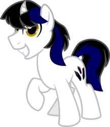 Size: 1041x1200 | Tagged: safe, artist:binkyt11, derpibooru exclusive, oc, oc only, oc:sable edge, pony, unicorn, 2018 community collab, derpibooru community collaboration, .svg available, curved horn, grin, inkscape, male, simple background, smiling, solo, stallion, svg, transparent background, vector