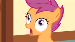 Size: 2048x1154 | Tagged: safe, screencap, scootaloo, g4, the cutie mark chronicles, female, open mouth, scared, solo