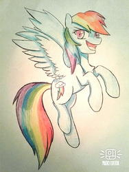 Size: 760x1012 | Tagged: safe, artist:ponime11, rainbow dash, pony, g4, female, solo, traditional art