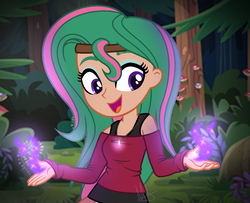 Size: 1456x1184 | Tagged: safe, artist:misskitkat2002, oc, oc only, oc:meadow, equestria girls, g4, magic, parent:sci-twi, parent:timber spruce, parents:timbertwi, solo