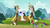 Size: 1280x720 | Tagged: safe, screencap, discord, pearly stitch, bird, blue jay, draconequus, earth pony, pony, songbird, discordant harmony, g4, bird seed, female, glasses, male, mare, self paradox