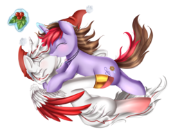 Size: 2502x2013 | Tagged: safe, artist:pridark, oc, oc only, pony, blushing, commission, high res, holly, holly mistaken for mistletoe, kissing, simple background, transparent background