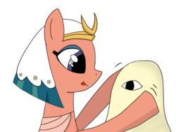 Size: 1024x768 | Tagged: safe, artist:rdash2116108, somnambula, daring done?, g4, female, medjed, simple background, solo, tongue out