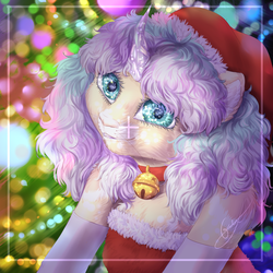 Size: 2000x2000 | Tagged: safe, artist:peachmayflower, oc, oc only, anthro, anthro oc, celebration, christmas, feline, high res, holiday, solo
