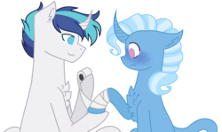 Size: 1288x768 | Tagged: safe, artist:katssinyes, shining armor, trixie, g4, female, male, shipping, straight