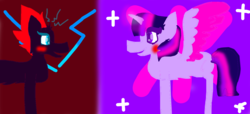 Size: 1560x712 | Tagged: safe, artist:foxythepiratefox131, tempest shadow, twilight sparkle, alicorn, pony, g4, my little pony: the movie, 1000 hours in ms paint, broken horn, female, horn, lesbian, ship:tempestlight, shipping, twilight sparkle (alicorn)