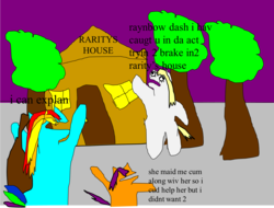 Size: 1501x1140 | Tagged: safe, artist:jacobfoolson, derpy hooves, rainbow dash, scootaloo, g4, 1000 hours in ms paint, crime