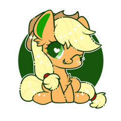 Size: 800x800 | Tagged: safe, artist:snow angel, applejack, earth pony, pony, g4, chibi, cute, female, heart eyes, jackabetes, one eye closed, solo, weapons-grade cute, wingding eyes, wink