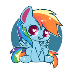 Size: 800x800 | Tagged: safe, artist:snow angel, rainbow dash, pony, g4, chibi, cute, dashabetes, female, heart eyes, smiling, solo, weapons-grade cute, wingding eyes