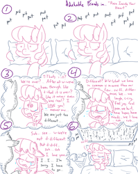 Size: 4779x6013 | Tagged: safe, artist:adorkabletwilightandfriends, cheerilee, earth pony, pony, comic:adorkable twilight and friends, g4, absurd resolution, adorkable friends, alone, backstory, bed, breakup, comic, crying, emotional, emotions, female, flash back, flashback, forever alone, lineart, mare, meme, night, pillow, rain, relationship, sad, slice of life, wavy mouth