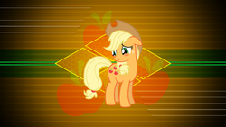 Size: 3840x2160 | Tagged: safe, artist:laszlvfx, edit, applejack, g4, blushing, female, high res, solo, wallpaper, wallpaper edit