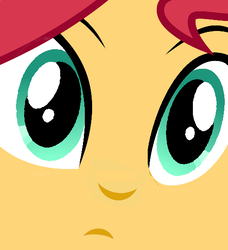 Size: 500x549 | Tagged: safe, artist:grapefruitface1, artist:keronianniroro, derpibooru exclusive, edit, part of a set, sunset shimmer, equestria girls, g4, my little pony equestria girls: friendship games, close up series, close-up, confused, cute, extreme close-up, face, looking at you, shimmerbetes, stare