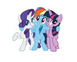 Size: 734x586 | Tagged: safe, rainbow dash, rarity, twilight sparkle, alicorn, pony, g4, official, trio, twilight sparkle (alicorn)