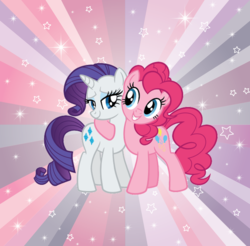 Size: 820x808 | Tagged: safe, pinkie pie, rarity, g4, official, duo, hug, looking at each other