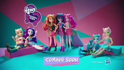 Size: 1280x720 | Tagged: safe, applejack, fluttershy, pinkie pie, rainbow dash, rarity, sci-twi, sunset shimmer, twilight sparkle, equestria girls, g4, my little pony equestria girls: better together, official, clothes, doll, female, irl, photo, rarity peplum dress, toy
