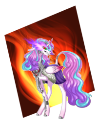 Size: 4416x5488 | Tagged: safe, artist:dotsoflight, princess flurry heart, alicorn, pony, g4, absurd resolution, alicorn amulet, dark magic, evil, evil flurry heart, fangs, female, fire, leonine tail, magic, older, simple background, solo, tongue out, transparent background