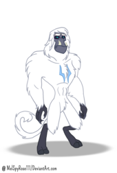 Size: 722x1060 | Tagged: safe, artist:melspyrose, storm king, ape, monkey, yeti, g4, my little pony: the movie, male, missing accessory, nudity, reformed, solo, upset, white