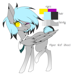 Size: 1000x1000 | Tagged: safe, artist:hyshyy, oc, oc only, oc:piper, pegasus, pony, one eye closed, raised leg, reference sheet, solo