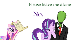 Size: 1456x800 | Tagged: safe, princess cadance, starlight glimmer, oc, oc:anon, pony, unicorn, g4, boop, exploitable meme, glimmerposting, meme, restraining order, self-boop