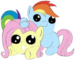 Size: 1835x1469 | Tagged: safe, artist:baran, fluttershy, rainbow dash, g4, colored