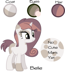 Size: 1929x2134 | Tagged: safe, artist:lilygarent, oc, oc only, oc:belle, pony, unicorn, female, mare, offspring, parent:pipsqueak, parent:sweetie belle, parents:sweetiesqueak, reference sheet, solo