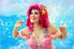 Size: 3318x2212 | Tagged: safe, artist:sarahndipity cosplay, pinkie pie, human, g4, clothes, cosplay, costume, high res, irl, irl human, photo, seapony pinkie pie, solo