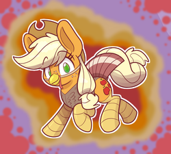 Size: 1000x900 | Tagged: safe, artist:heir-of-rick, applejack, pony, turkey, g4, applejack's hat, clothes, costume, cowboy hat, female, freckles, hat, holiday, looking at you, mare, smiling, socks, solo, thanksgiving, turkey costume