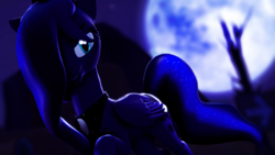 Size: 3840x2160 | Tagged: safe, artist:wiizzie, princess luna, pony, g4, 3d, female, high res, moon, solo