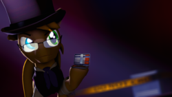 Size: 3840x2160 | Tagged: safe, artist:wiizzie, oc, oc only, pony, 3d, cigarette, clothes, glasses, hat, heterochromia, high res, male, solo, stallion, top hat