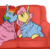 Size: 717x709 | Tagged: safe, artist:vilesoup, fluttershy, rainbow dash, pegasus, pony, g4, blanket, comfy, couch, eye contact, eyebrows, female, imminent kissing, kissy face, lesbian, lidded eyes, looking at each other, profile, ship:flutterdash, shipping