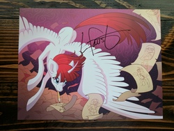 Size: 4048x3036 | Tagged: safe, artist:lauren faust, oc, oc only, oc:fausticorn, alicorn, pony, alicorn oc, autograph, drawing, flying, lauren faust, paper, pencil, solo