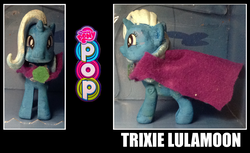Size: 1595x979 | Tagged: safe, artist:grapefruitface1, part of a set, trixie, g4, cape, clothes, customized toy, felt, female, irl, merchandise, my little pony pop!, painted, photo, solo, toy, trixie's cape