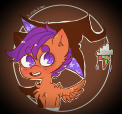 Size: 768x716 | Tagged: safe, artist:jackytheripperart, scootaloo, pegasus, pony, g4, female, filly, hat, witch hat